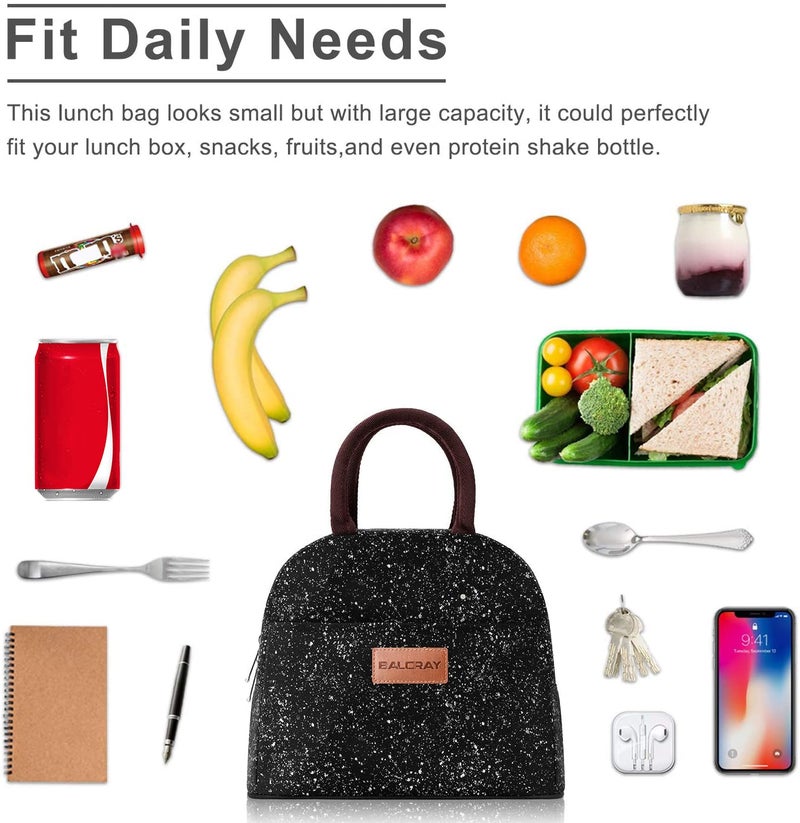 BALORAY Lunch Bag for Women Men Insulated Lunch Box for Adult Reusable Lunch Tote Bag for Work, Picnic or Travel (Black Starry) - Image 2